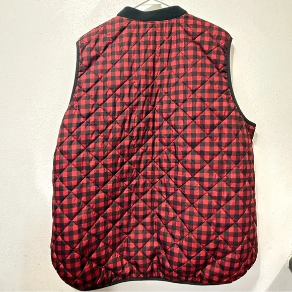 Old Navy Black Check Quilted Outerwear Vest Women's 2X Full Zip Rib Collar - Picture 2 of 10